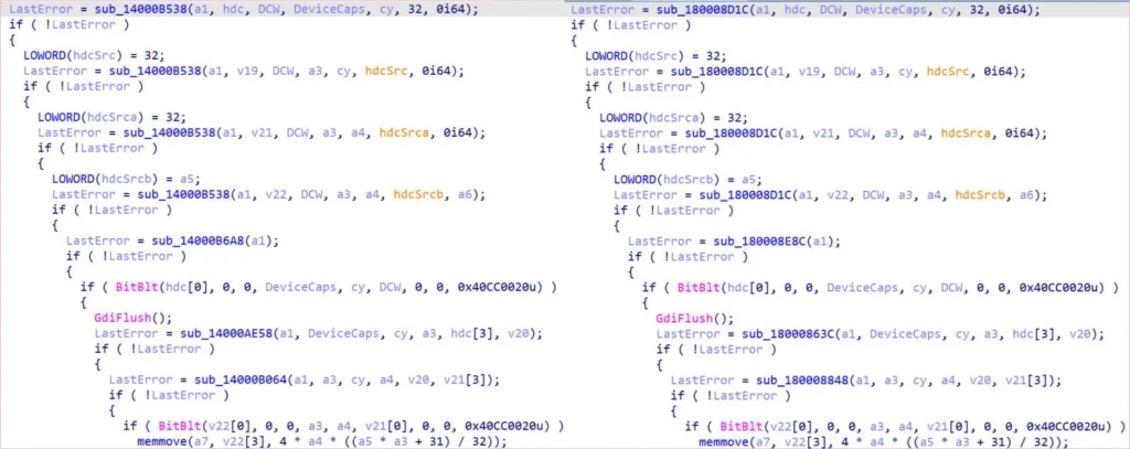 Code similarities between DRBControl (left) and PlugY (right)