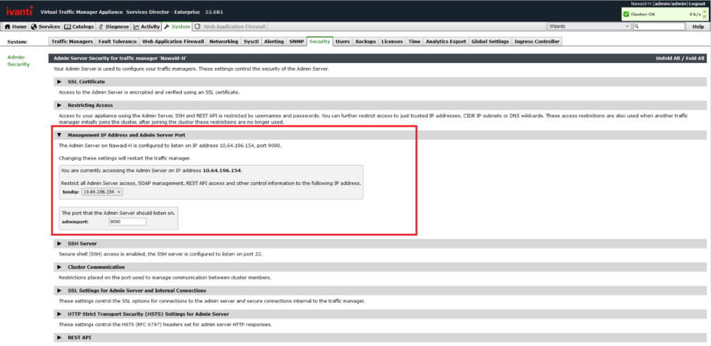 Limiting admin access to management interface (Ivanti)