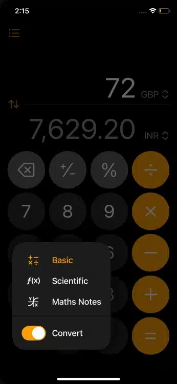 Unit Conversions & Backspace Key in Calculator app