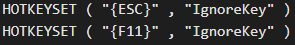 Ignoring presses of F11 and Esc keys