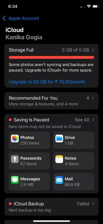 Redesign iCloud Screen in Settings App