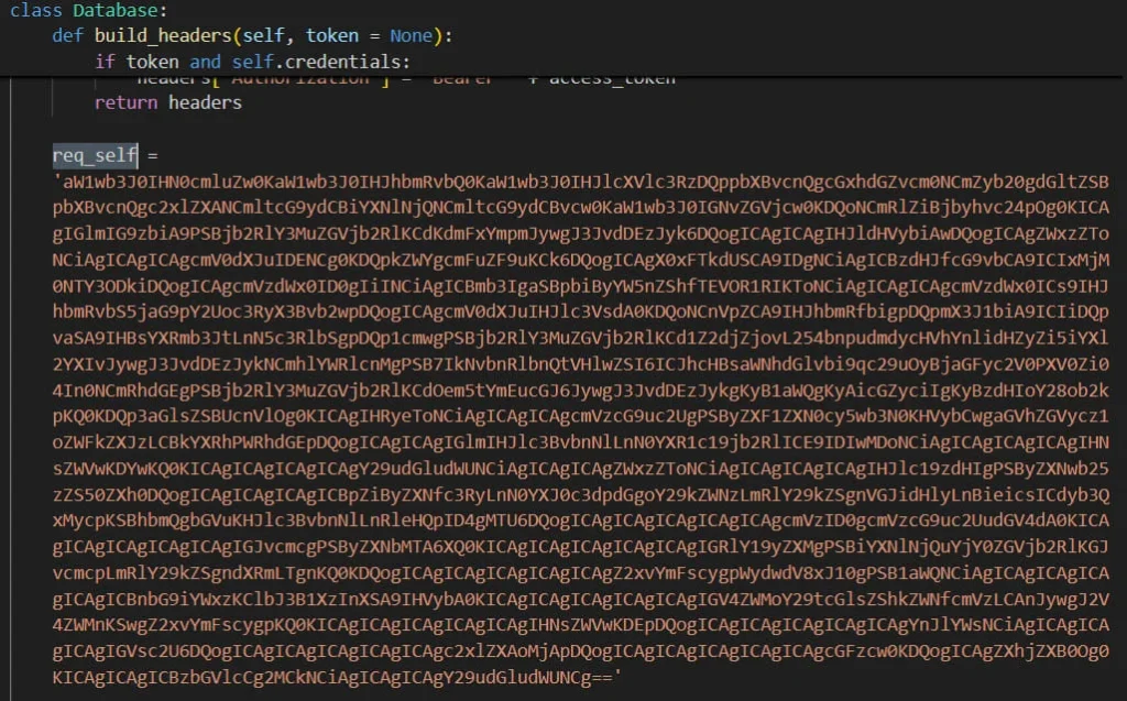 The base64 obfuscated string