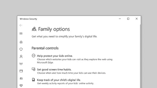 Windows Parental Control Family Options