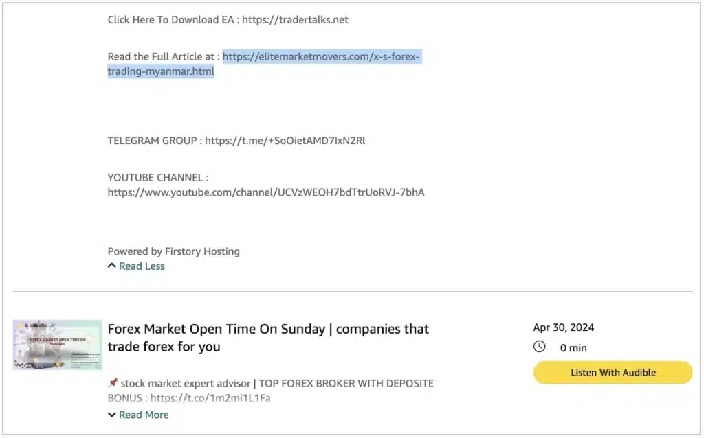 'EliteMarketMovers' mentioned repeatedly in listings