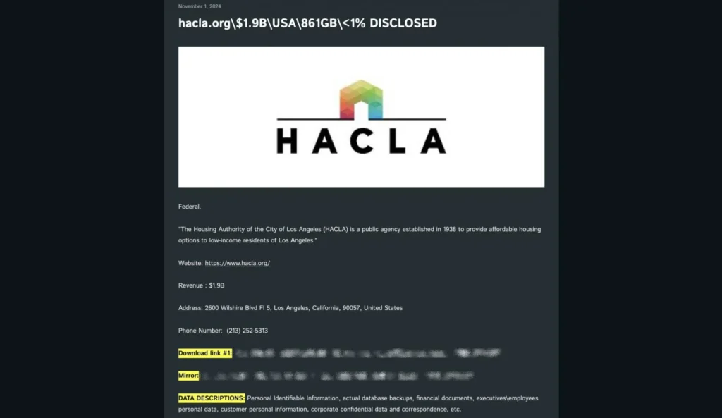 HACLA Cactus ransomware entry