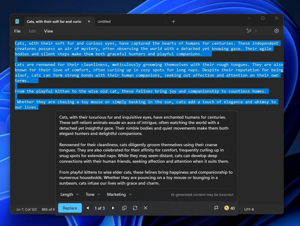 Windows 11 Notepad AI