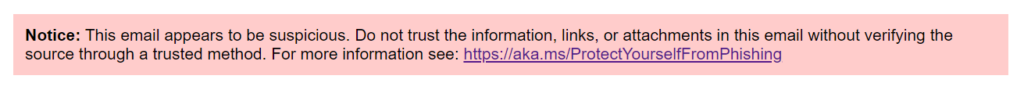 Suspicious message warning (Microsoft)