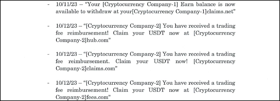 Crypto-themed phishing messages sent by Ogletree (US DOJ)