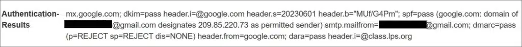 Mail headers sent in Google Calendar spam