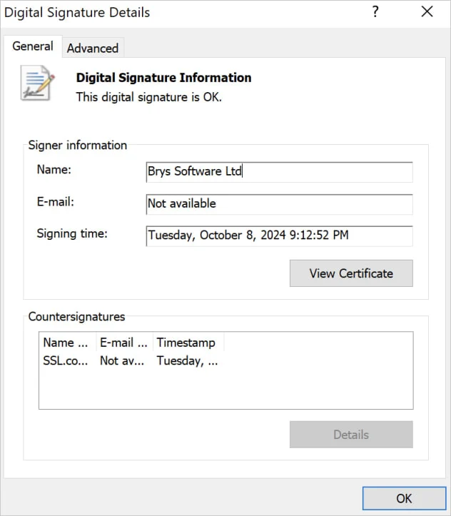 Payload's digital signature