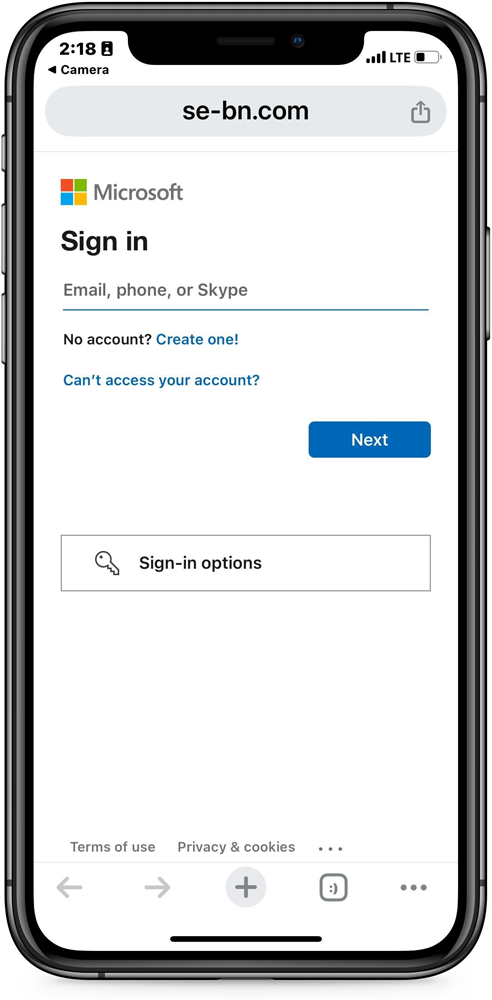 Phishing page stealing Microsoft credentials