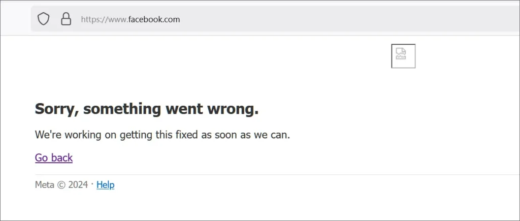 Facebook outage error