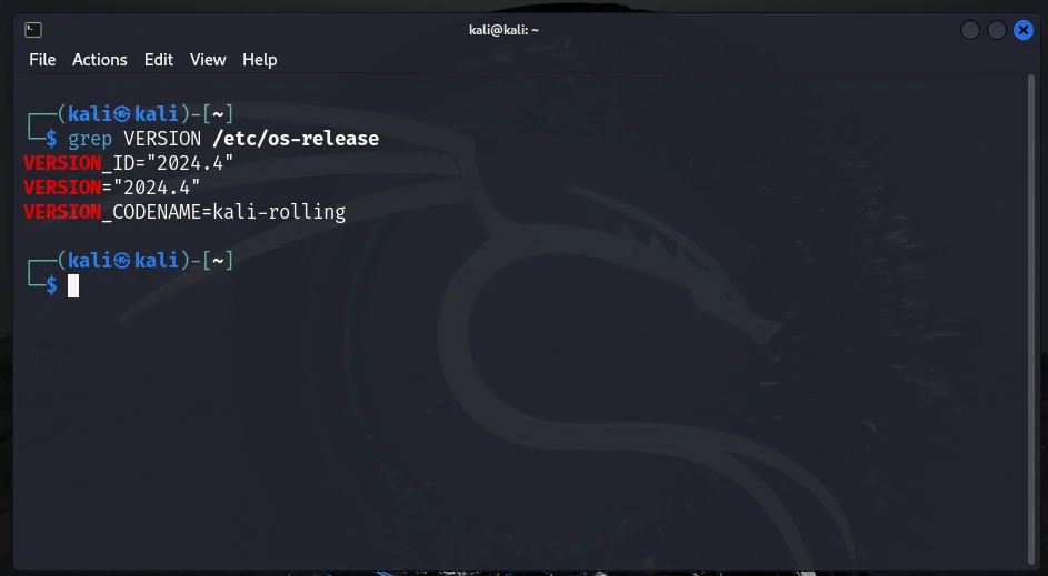 Checking the version of Kali Linux