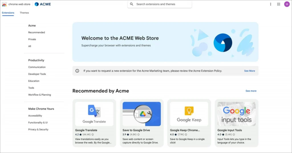 Chrome Web Store for Enterprise