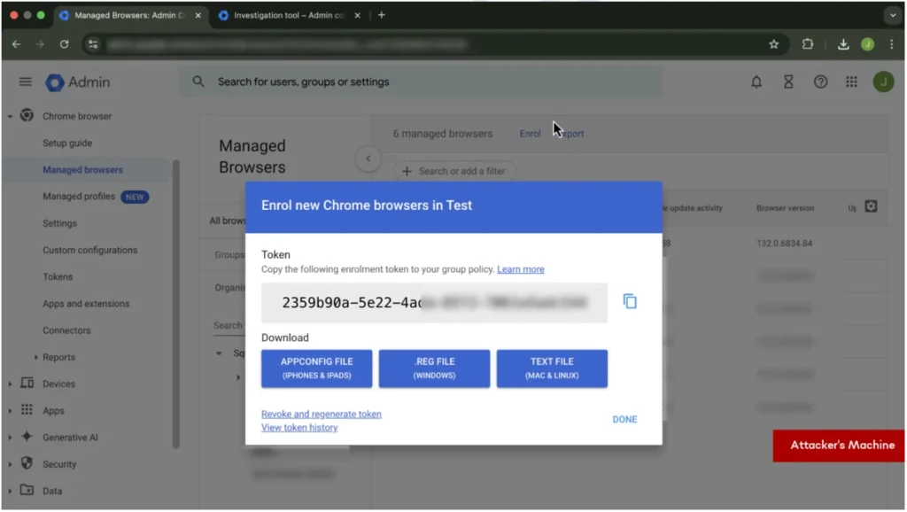 Enrolling the victim in a managed Google workspace