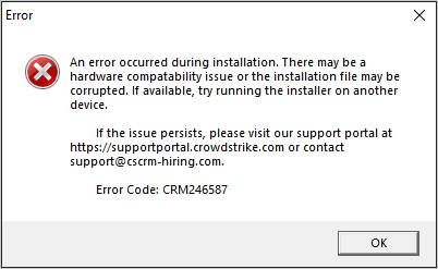 Fake error message