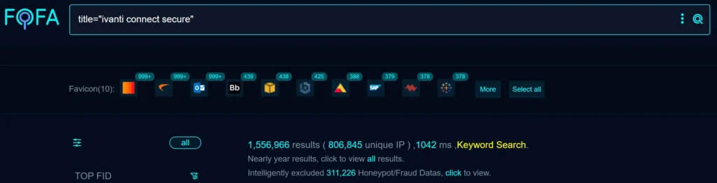 FOFA scan for exposed Ivanti Connect Secure