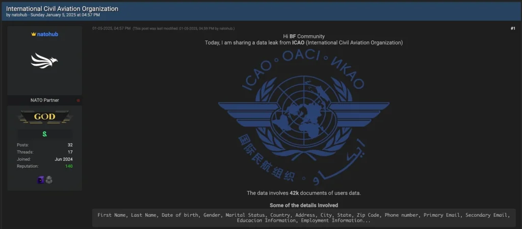 ICAO alleged data leak (GeekFeed)