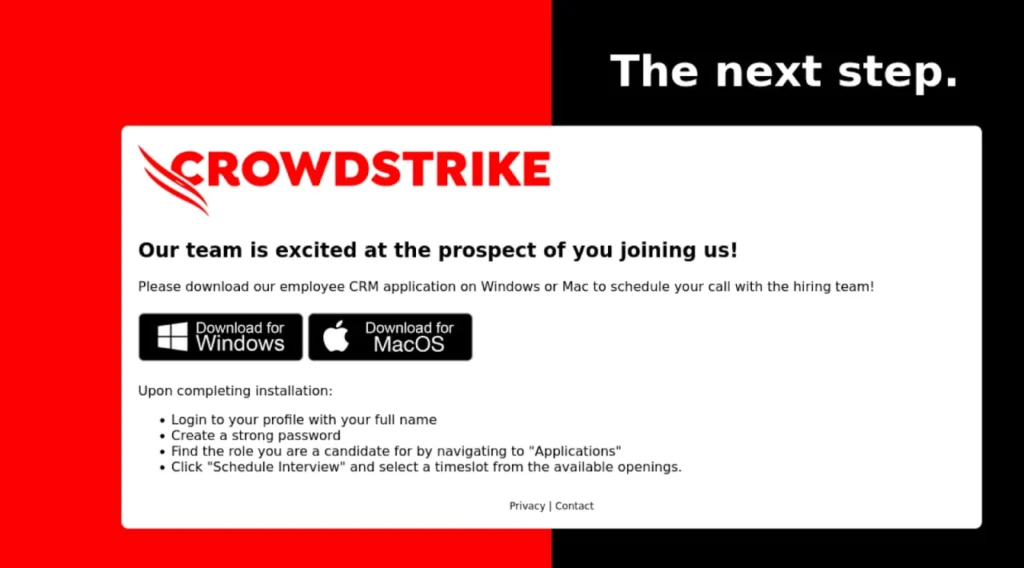 Malicious website abusing the Crowdstrike brand