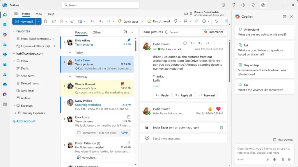 New Outlook user interface (Microsoft)