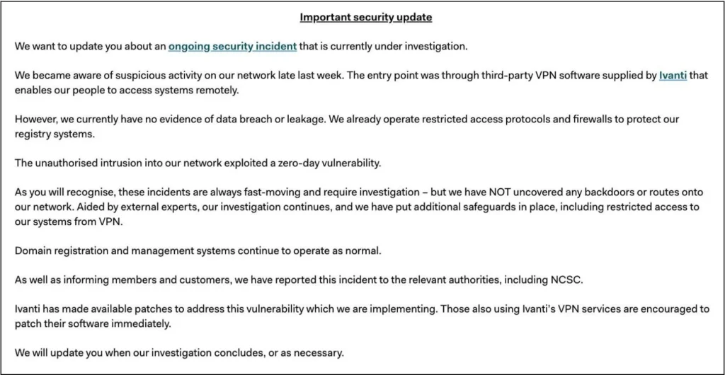 Nominet customer notice