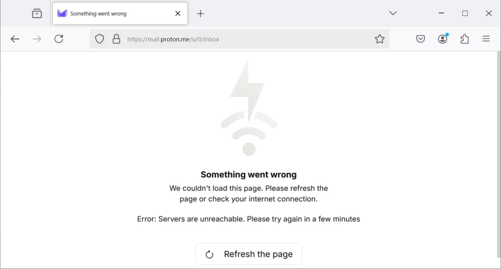 Proton Mail connection error (GeekFeed)