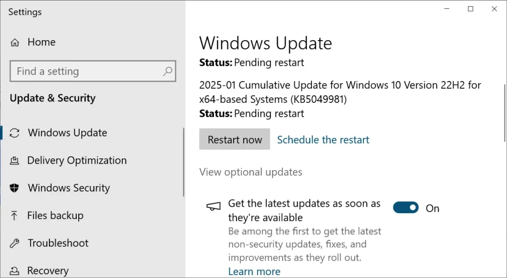 Windows 10 KB5049981 cumulative update preview