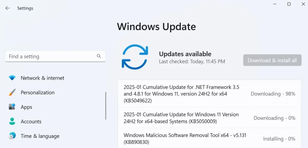 Windows 11 cumulative update