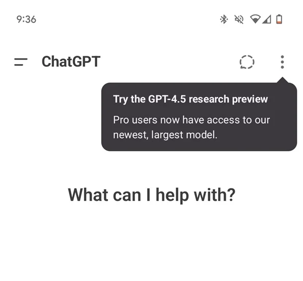 GPT 4.5 reference in Android app