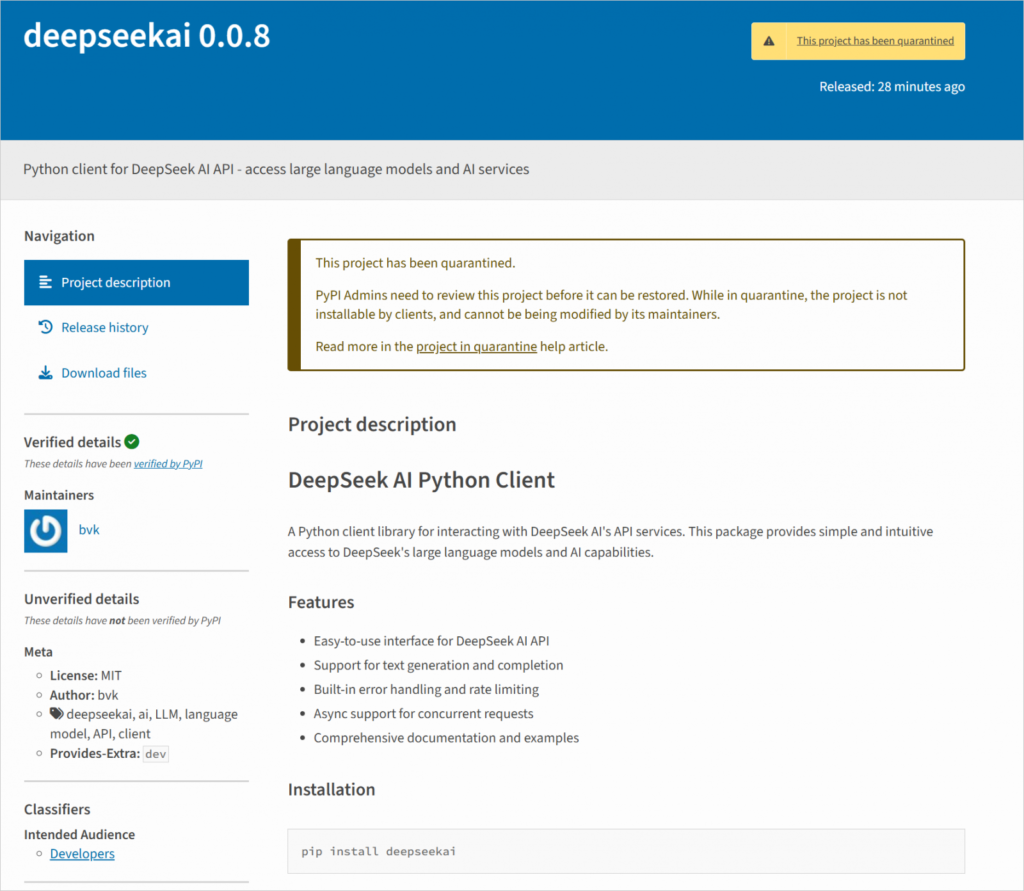 deepseeek 0.0.8 PyPI listing