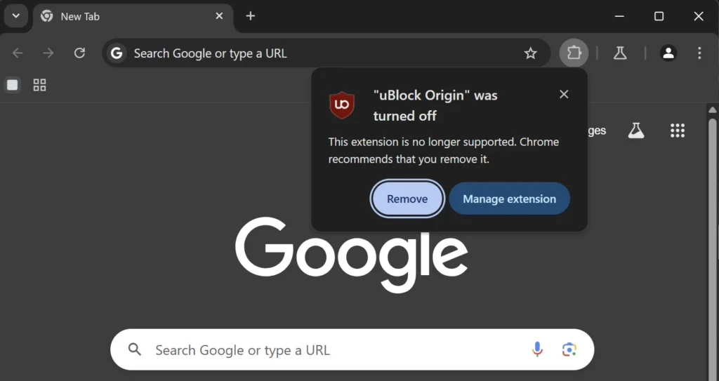 uBlock disabled