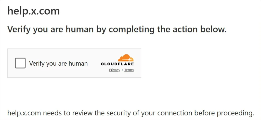 Cloudflare captcha on X.com