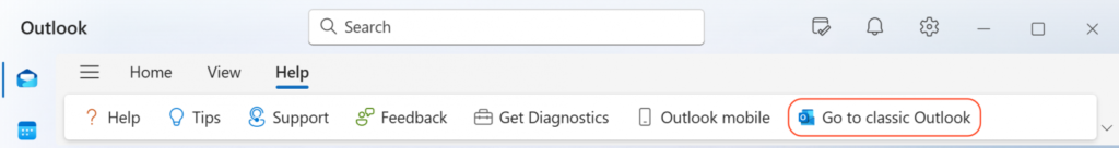 "Go to classic Outlook" button