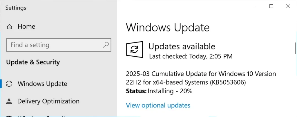 Windows 10 KB5053606 cumulative update preview