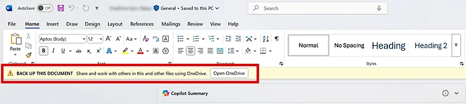 OneDrive backup prompts in Microsoft 365 (Microsoft)