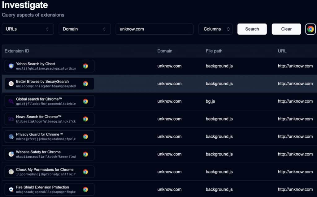 Finding more extensions phoning the same external domain