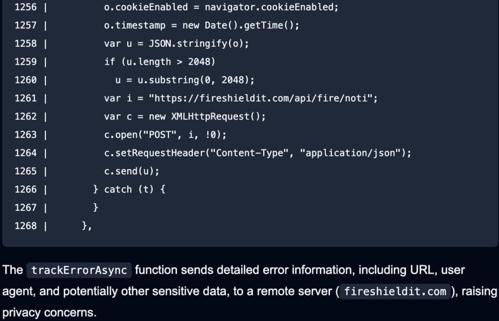 Tracking function in Fire Shield extension