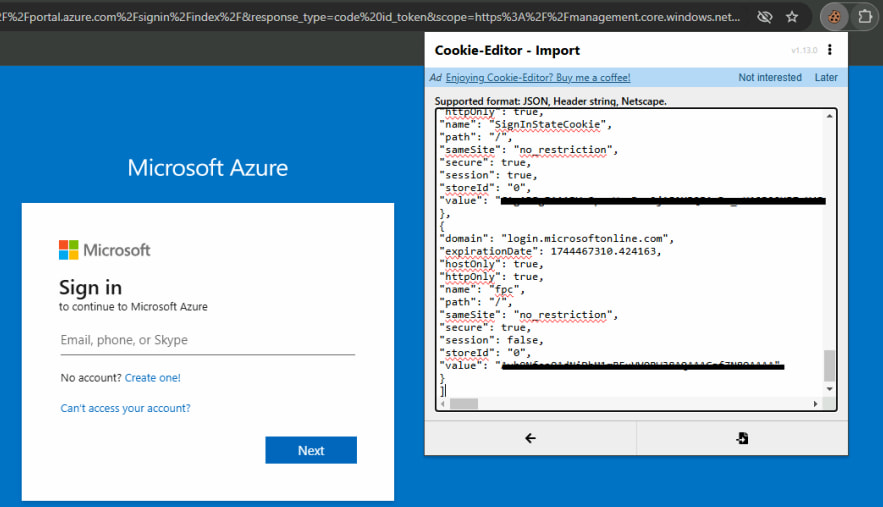 Injecting the stolen cookie
