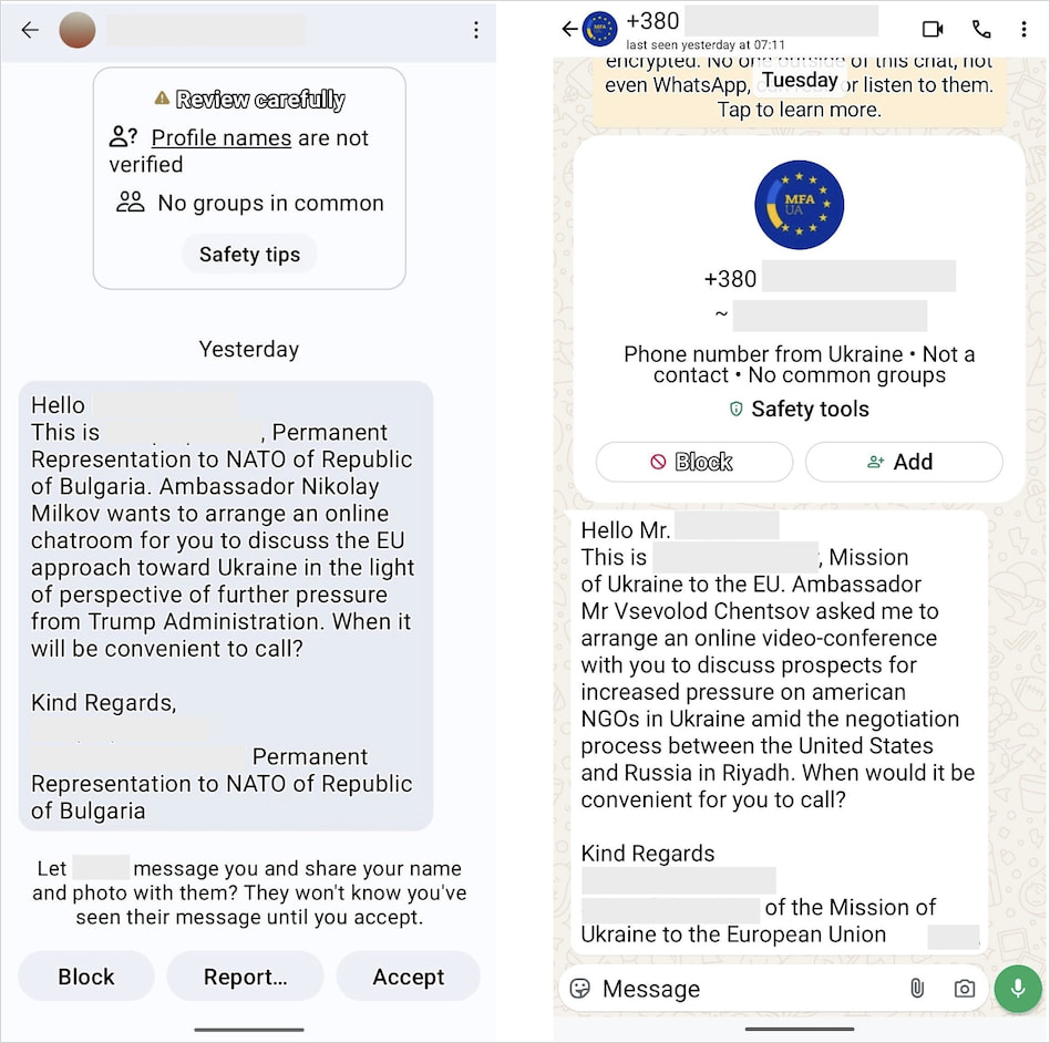 Messages sent to targets