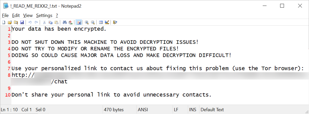 RansomEXX ransom note