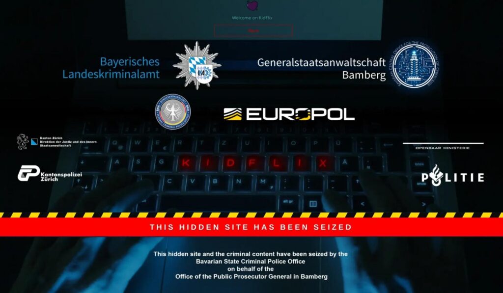 KidFlix seizure banner (Europol)