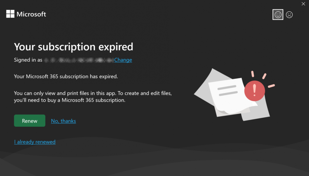 Microsof 365 expired license