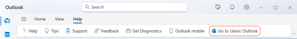 Go to classic Outlook" button