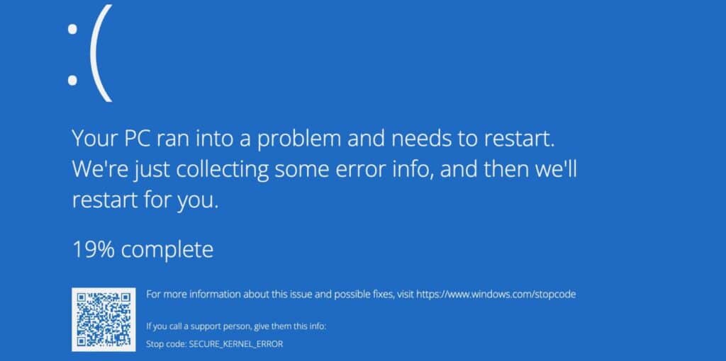 SECURE_KERNEL_ERROR blue screen