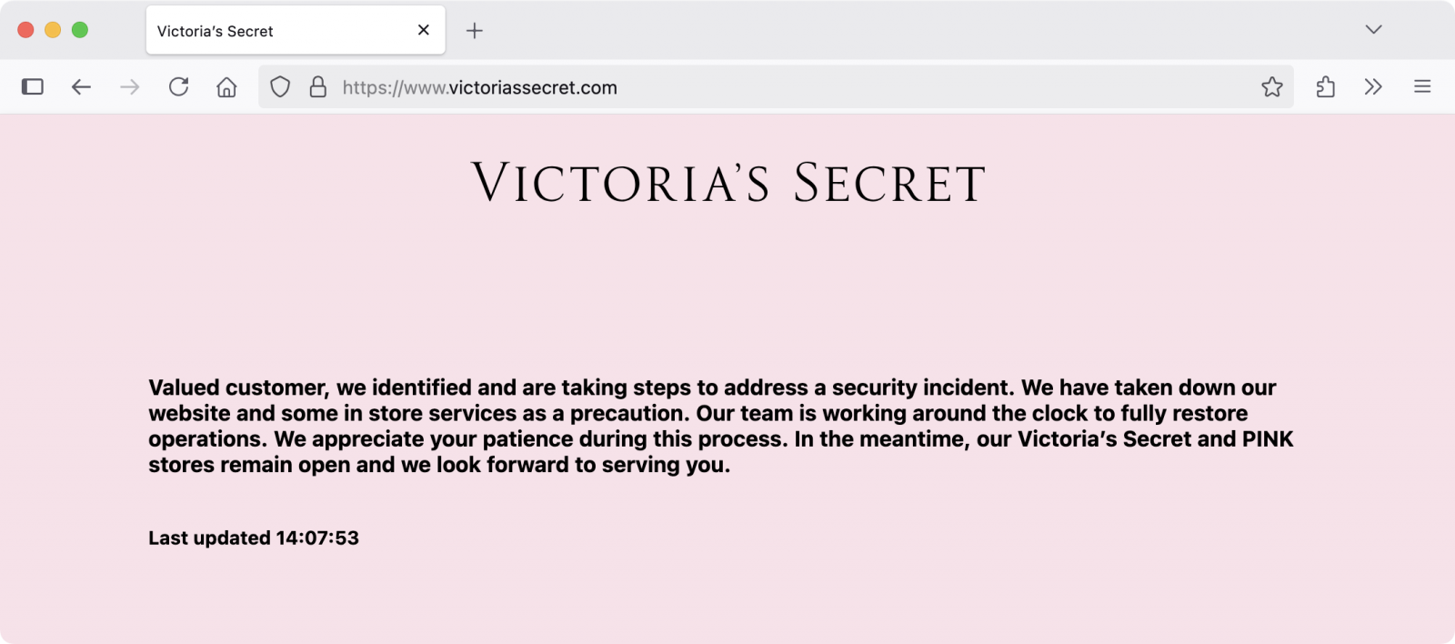 Victoria’s Secret website